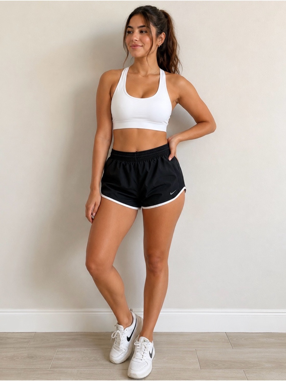 Nike Black Athletic Shorts with White Trim